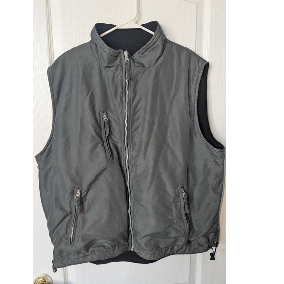 Free Country Other - Free Country Mens XL Gray Fleece Utility Vest Full Zip Outdoor Pockets